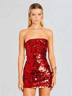 Backless Sequin Mini Party Dress