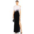 Feather Split Maxi Party Dress