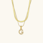Opal Charm - LayeRed Gold Initial Necklace