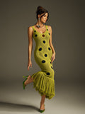 Dot Fringe Knitted Midi Dress