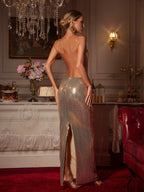 Cutout Sequin Maxi Dress