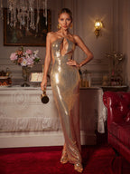 Cutout Sequin Maxi Dress