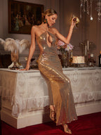 Cutout Sequin Maxi Dress