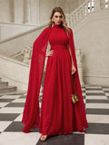 Cape Sleeve Mesh Maxi Dress