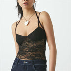 See-Through Lace Patch Crop Top