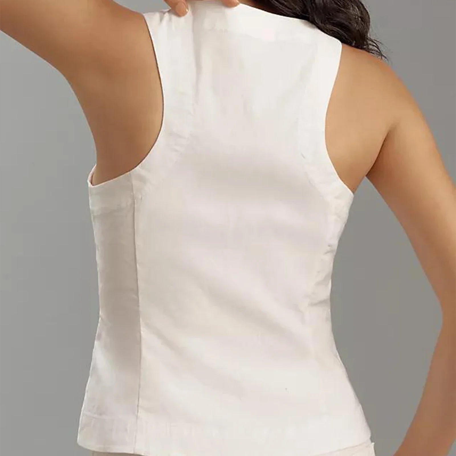 Button-Down Waistcoat Crop Top