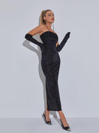 Gianna Leopard Print Bodycon Maxi Dress With Gloves