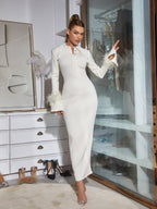Ginger Long Sleeve Feather Bandage Dress
