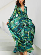 Glamorous Long Sleeve Print Maxi Dress