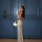 Rhinestone Chic Backless Party Dress