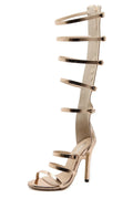Elegant Golden 12Cm Thin Highheeled Peep Toe Narrow Band Hollow Buckle High Heel