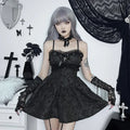 Corset ALine Mini Dress Black Rose Print Lace Patchwork Shirring Backless Slip Nightclub Party Dress
