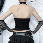 Gothic Halter Cyberpunk Y2K Backless Ring Bodycon Harajuku Basic Sexy Crop Top