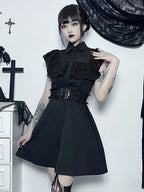 Gothic Mall Harajuku EGirl Dress Mesh Patchwork Black Slim ALine Sexy Party Grunge Aesthetic Streetwear Dress