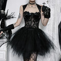 Gothic PU Leather Steampunk Grunge Vintage Lace Mesh Sexy Sleeveless Crop Top