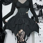 Irregular Sexy Solid Color Drawstring TieUp Ruched Ruffles Mini Skirt