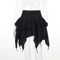 Irregular Sexy Solid Color Drawstring TieUp Ruched Ruffles Mini Skirt