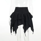 Irregular Sexy Solid Color Drawstring TieUp Ruched Ruffles Mini Skirt