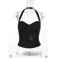 Gothic Summer 2024 New Arrival Landmine Series Plaid Patchwork Shorts Spicy Girl Halter WaistCinch Y2K Vest Skirt