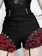 Gothic Summer 2024 New Arrival Landmine Series Plaid Patchwork Shorts Spicy Girl Halter WaistCinch Y2K Vest Skirt