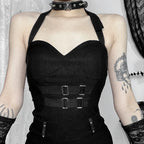 Gothic Summer 2024 New Arrival Landmine Series Plaid Patchwork Shorts Spicy Girl Halter WaistCinch Y2K Vest Skirt