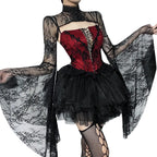 Gothic Vintage Bandage Lace Up Front Slit Hem Sleeveless Sexy Crop Top