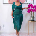 Green Tassel Irregular Length Sequins Retro Evening Cocktail Party Outfits