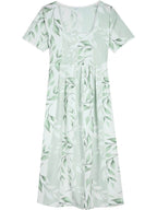 Green Garden Stroll Striped Color Block Midi Dress