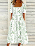 Green Garden Stroll Striped Color Block Midi Dress