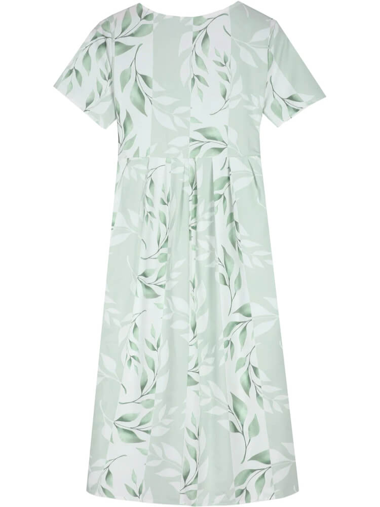 Green Garden Stroll Striped Color Block Midi Dress