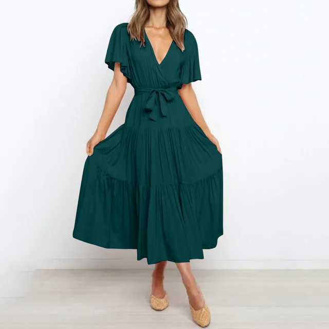 Irina Maxi Dress with a Deep V-neck for Women Chic Boutique Style