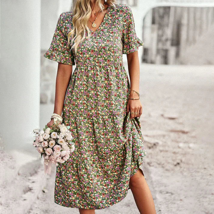 Lena Elevated Women's Casual Floral Summer Dress Evening Wear Edit