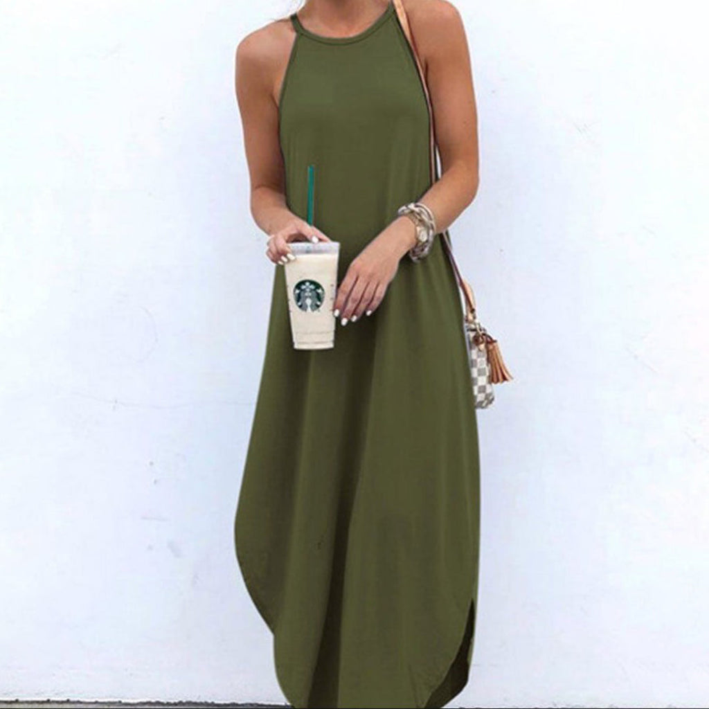 Luz Exclusive Spaghetti Strap Dress with Side Slit Chic Silhouette Collection