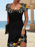 Groovy Short Sleeve Multicolor Mini Dress