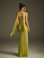 Halterneck Ruched Maxi Dress