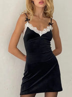 DressBetty - 2024 Elegant Temptation Velvet Patchwork Club Lace Dress