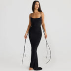 Sexy Floral-applique Backless Elegant Maxi Party Dress