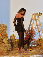 Flower Ruffle Mesh Dress