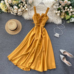 Concepción Minimalist Yellow Sleeveless Cocktail Dress Designer Edit