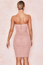 Irene Elevated Figure Hugging Evening Dress with Corset Detail and Strapless Design Wear Edit
