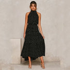 Soledad Effortless Lavish Dotted Halterneck Dress Statement Occasion Edit