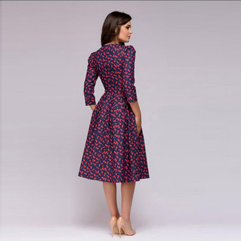 María Timeless Eugenia Dress with Red Dot Print Evening Wear Edit
