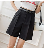 DressBetty - Women Casual Solid Color High Waist Zipper Shorts