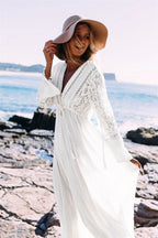 Leire Effortless Women's Boho Long Dress with Deep V Neck Elevated Occasion Wear