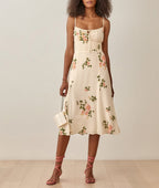 DressBetty - Women Summer Smocked Elastic Waist Tie Neck Sleeveless Spaghetti Strap Beach Dress
