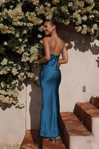 Aurora Elevated Maxi Dress Navy Blue Statement Occasion Edit