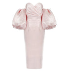 Kaitlyn Puff Sleeve Satin Midi Dress
