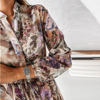 Elegant VNeck Button Dress