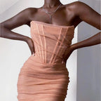 Tatiana Timeless Figure Hugging Evening Dress with Corset Detail and Strapless Design Elevated Occasion Wear
