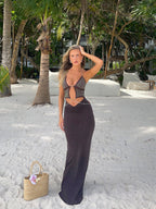 HALONA MAXI DRESS CHOCOLATE BROWN